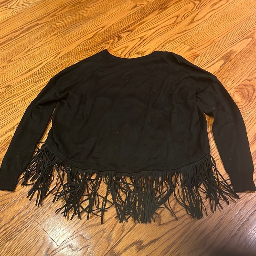 Aqua Woman’s Black Fringe Sweater Size XS